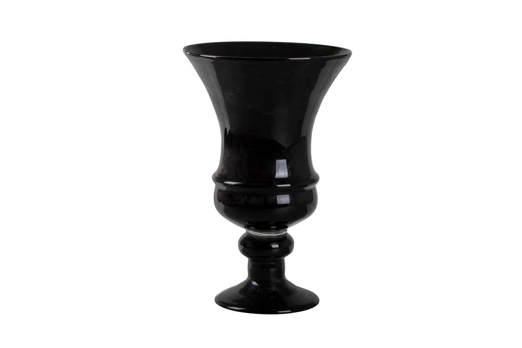 14" Black 'Gothic' Pedestal Urn  Glass Vase