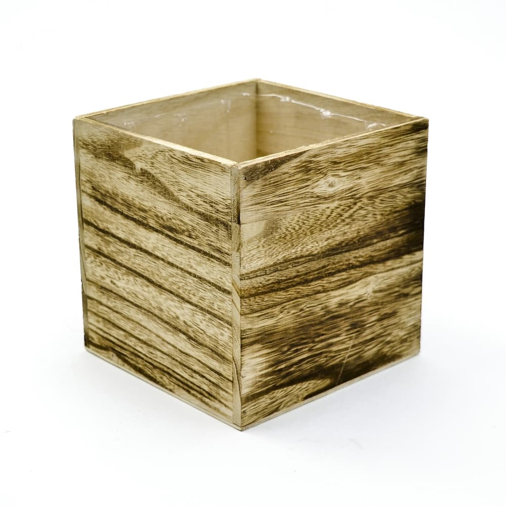 Wood Box Planter - Brown
