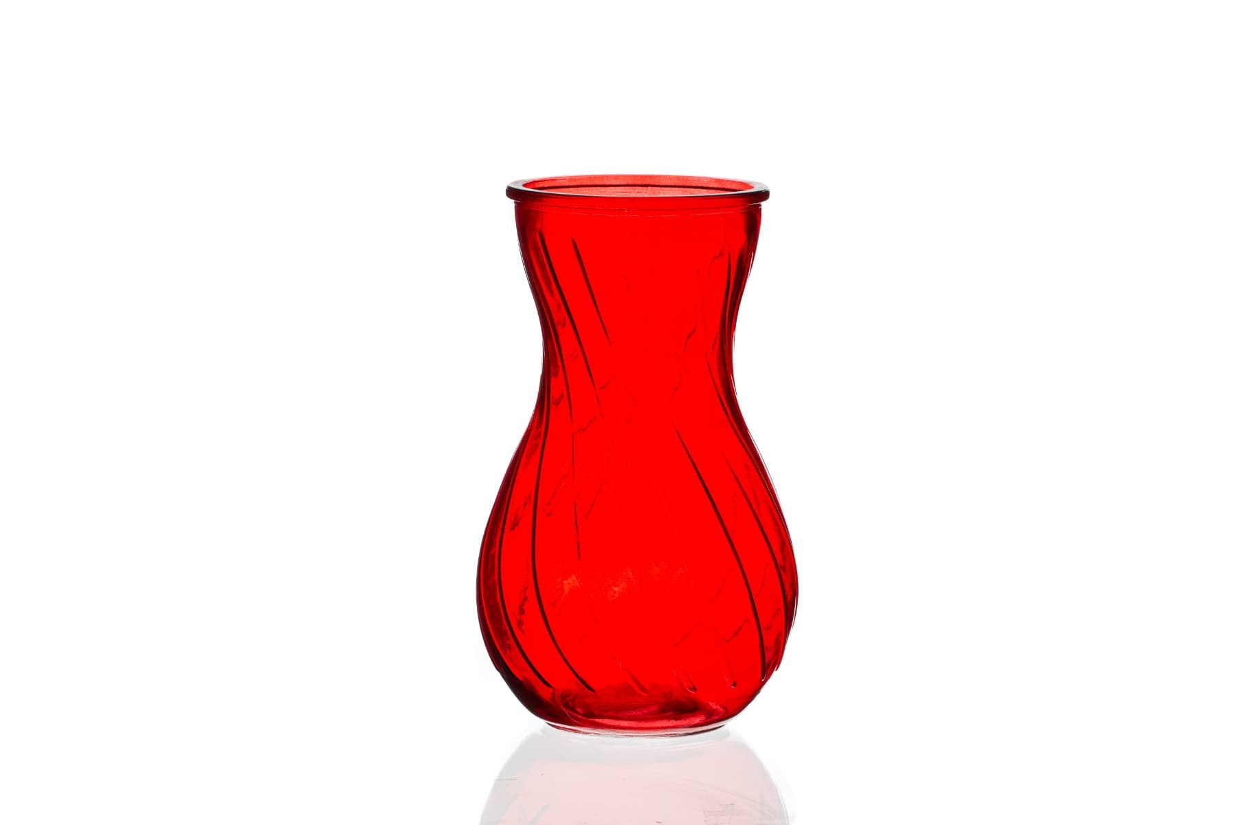 8 5/8th Red Swirl Glass Vase