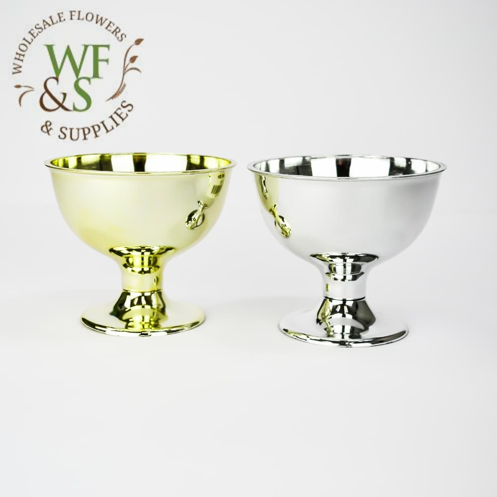 Gold or Silver Plastic Centerpiece Bowls 4.5" 