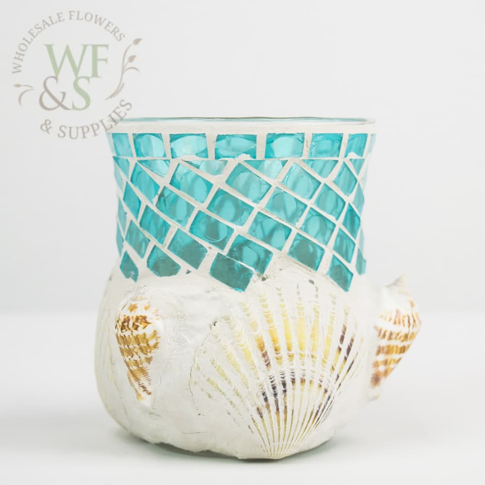 4.2" Aquamarine Mosaic Vase Candle Holder