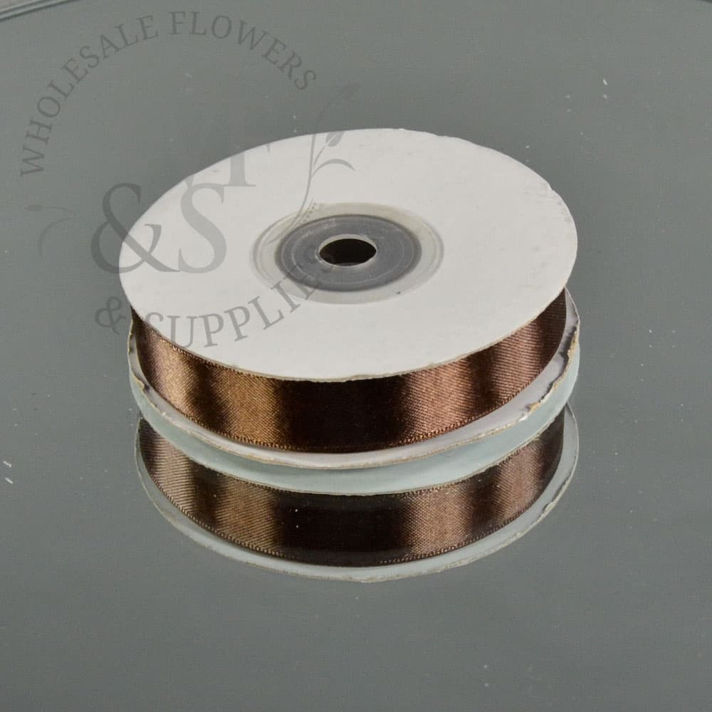 Single Face Poly-Satin Ribbon 5/8" seal brown