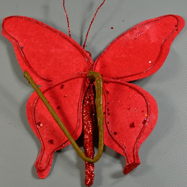 8.2" Glittering Red Decorative Butterfly