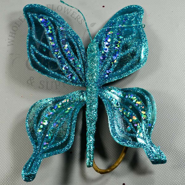 8.2" Glittering Turquoise Decorative Butterfly