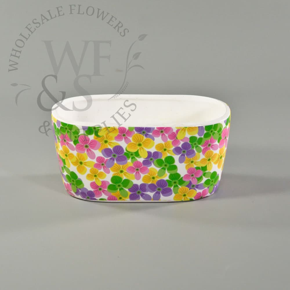 Floral Print Ceramic Container Disc