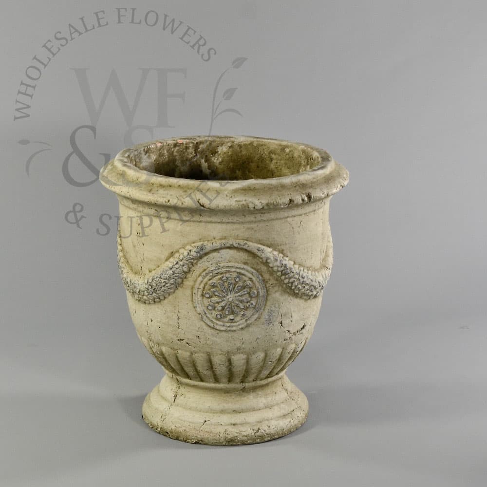 Large Distressed Clay Pedestal Handcrafted Urn 8.5" 