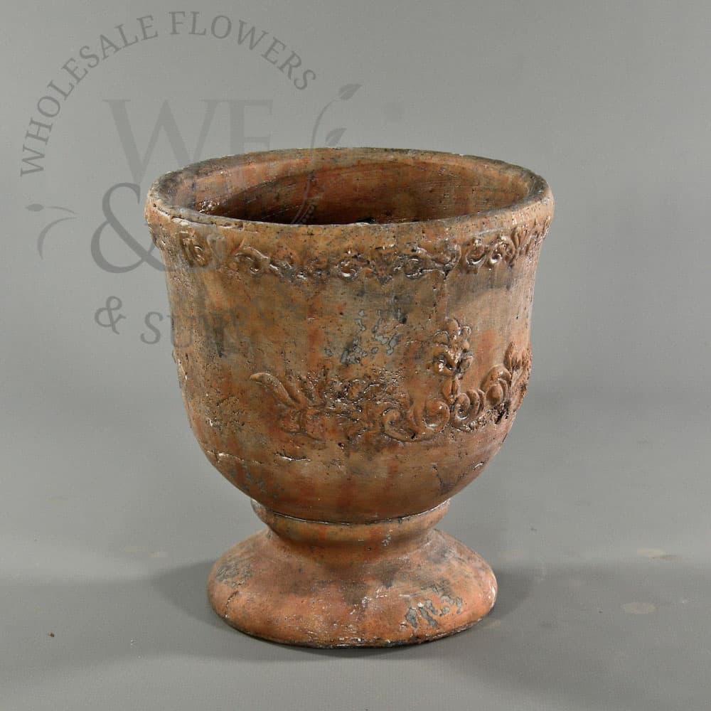 Weathered Clay Pedestal Pot 8" Tall