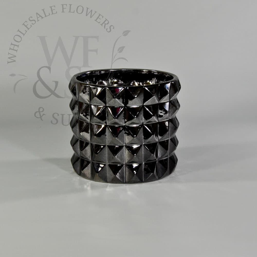 6" Studded Silver Cylinder Vase DISC