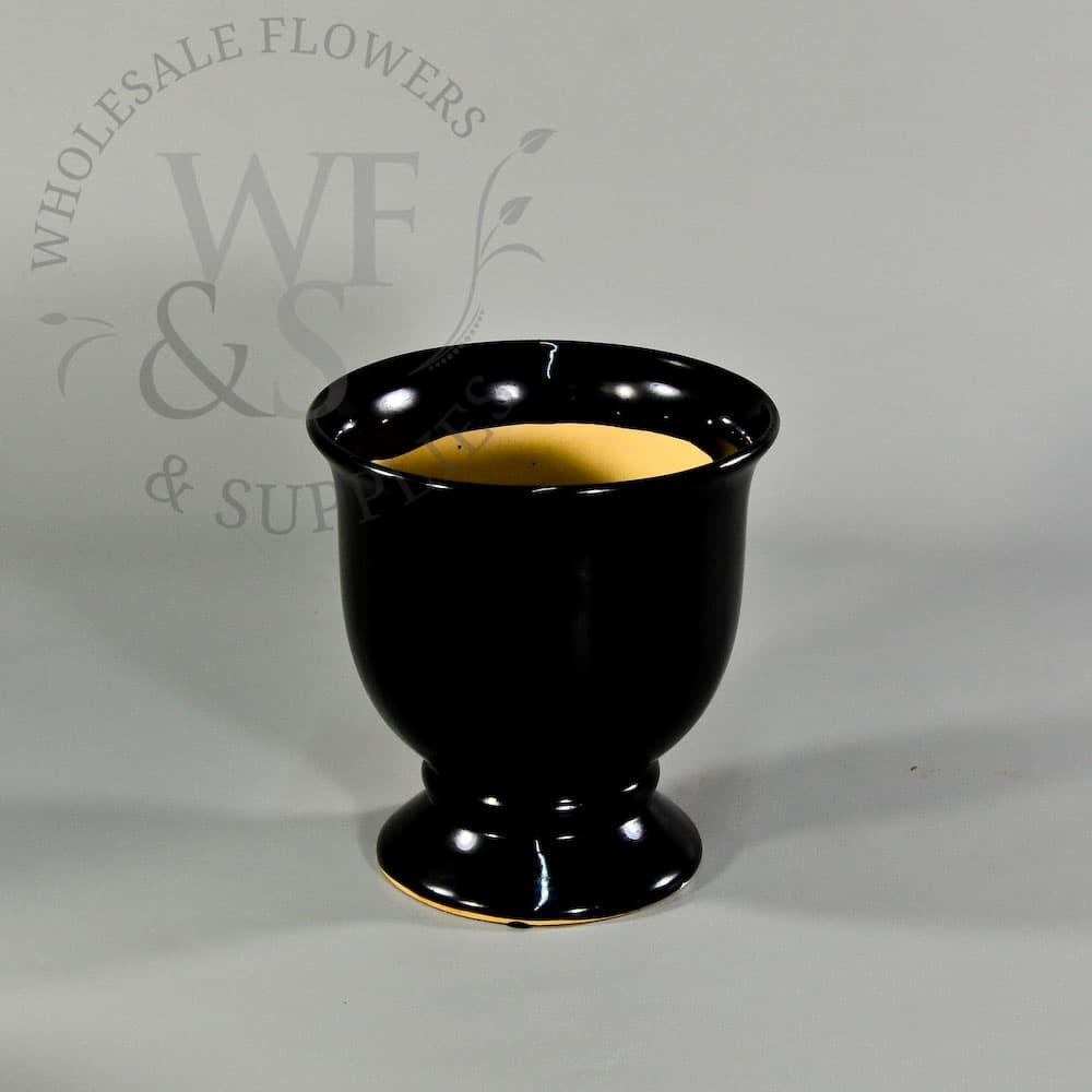 Shiny Black Ceramic Pedestal Bowl