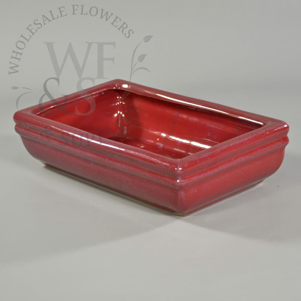 Low Red Ceramic Planter