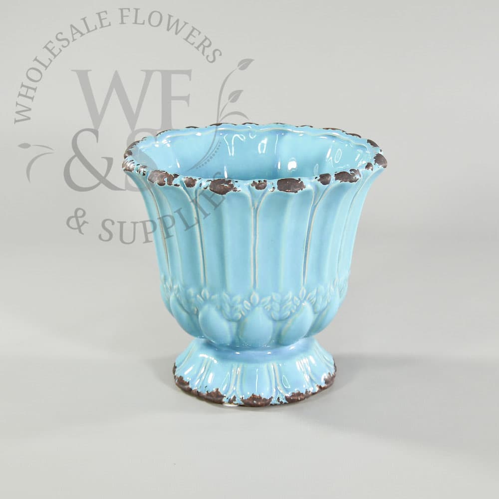 Blue Crackle Ceramic Urn