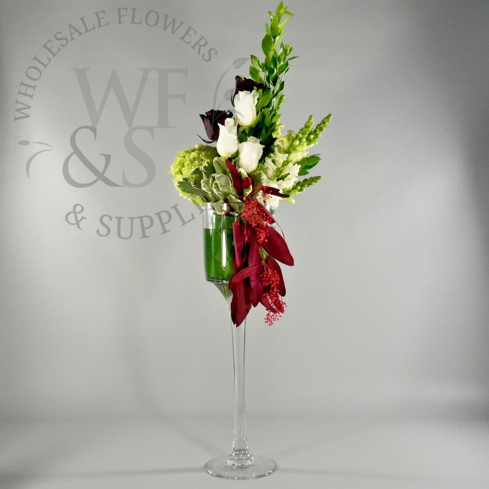 17.8" Tall Glass champagne Vase