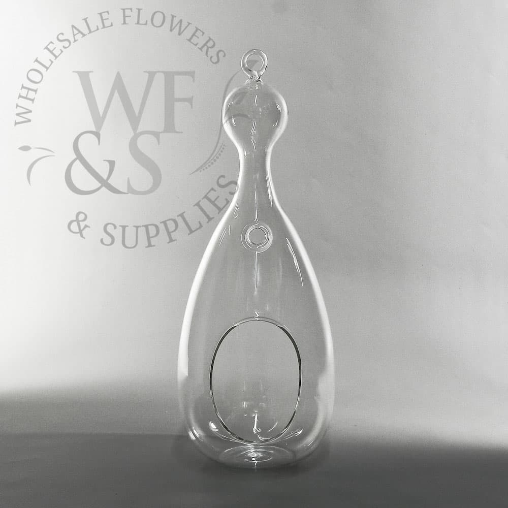12.5" Hanging Clear Glass Bulb Vase