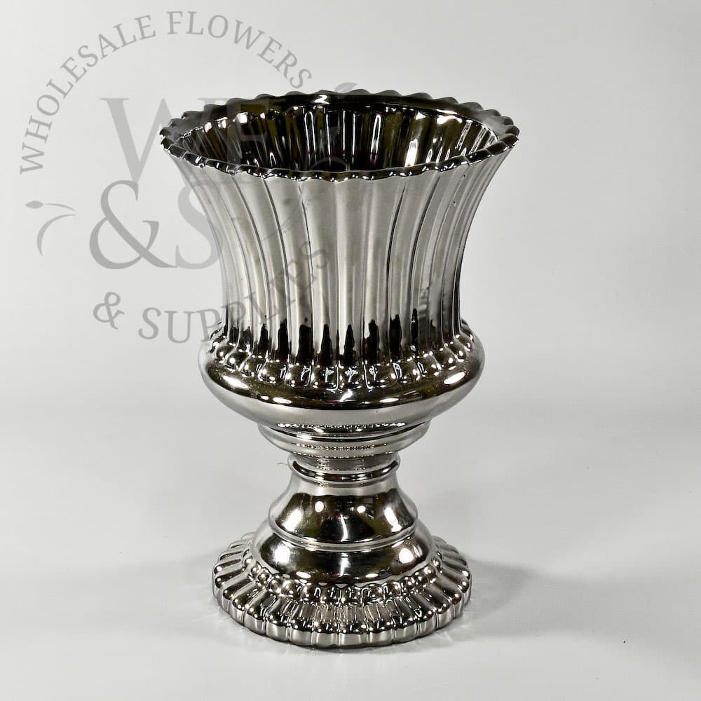 11" Silver Ceramic  Container