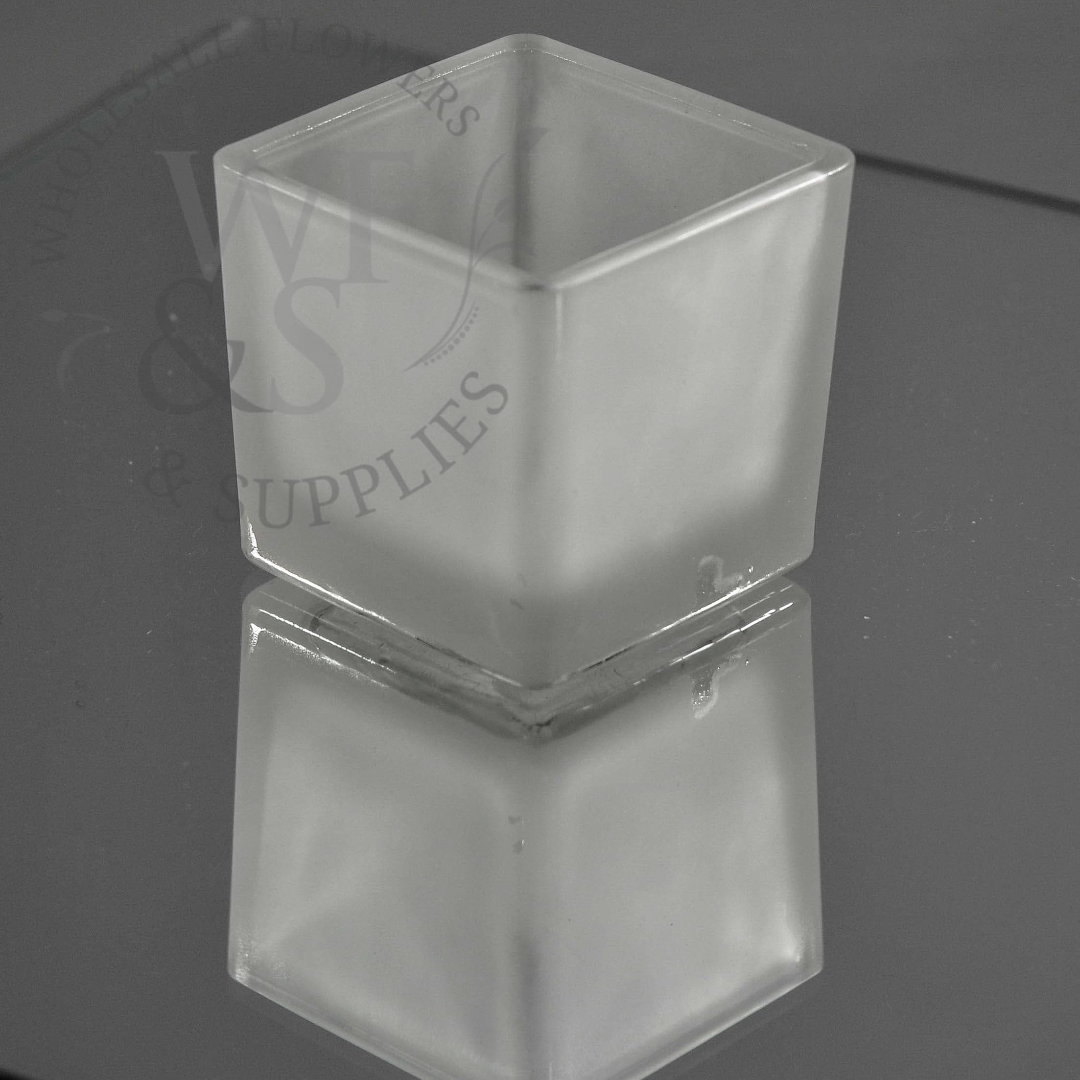 2.5" Square Glass Votive Candle Holder Clear Frosted