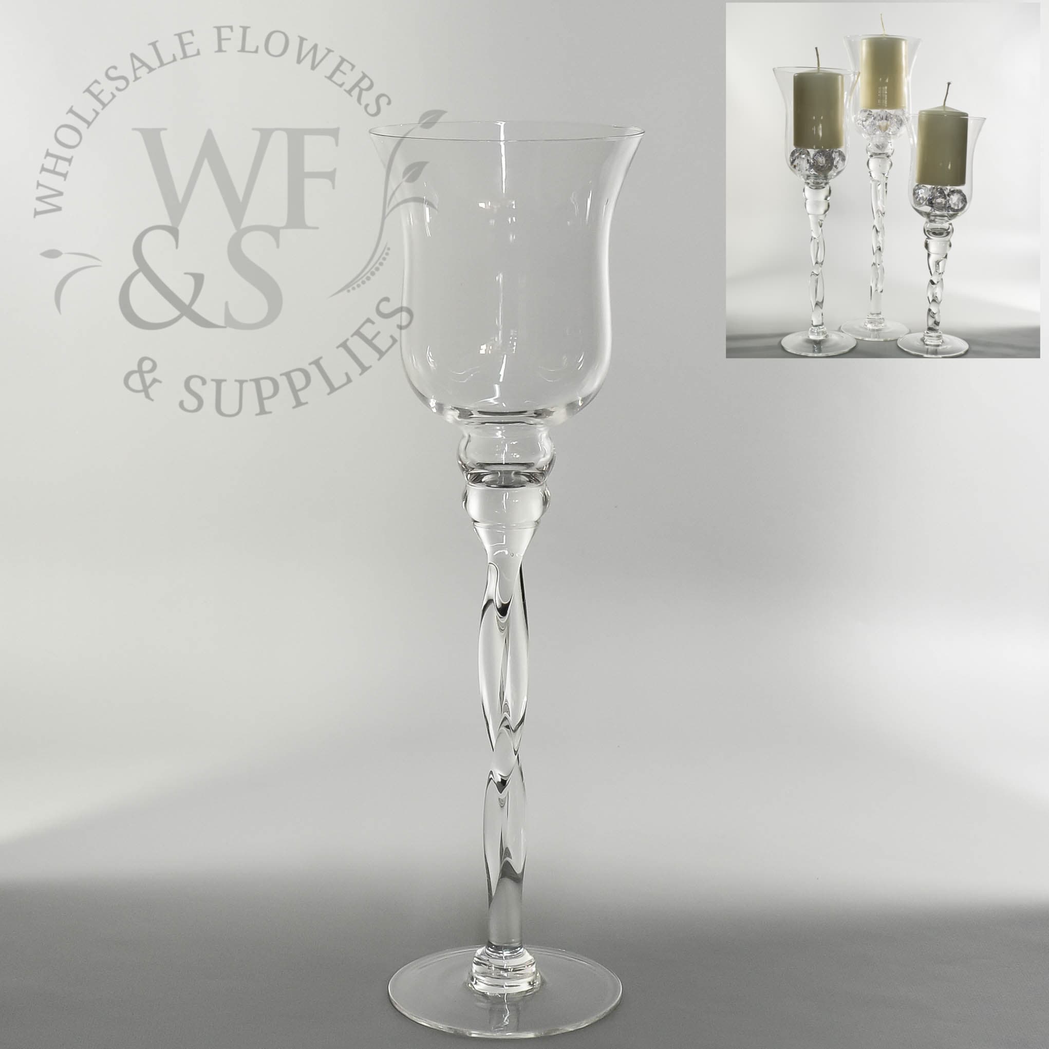 Twisted Clear Glass Vase/Candle Holder 15.7" 