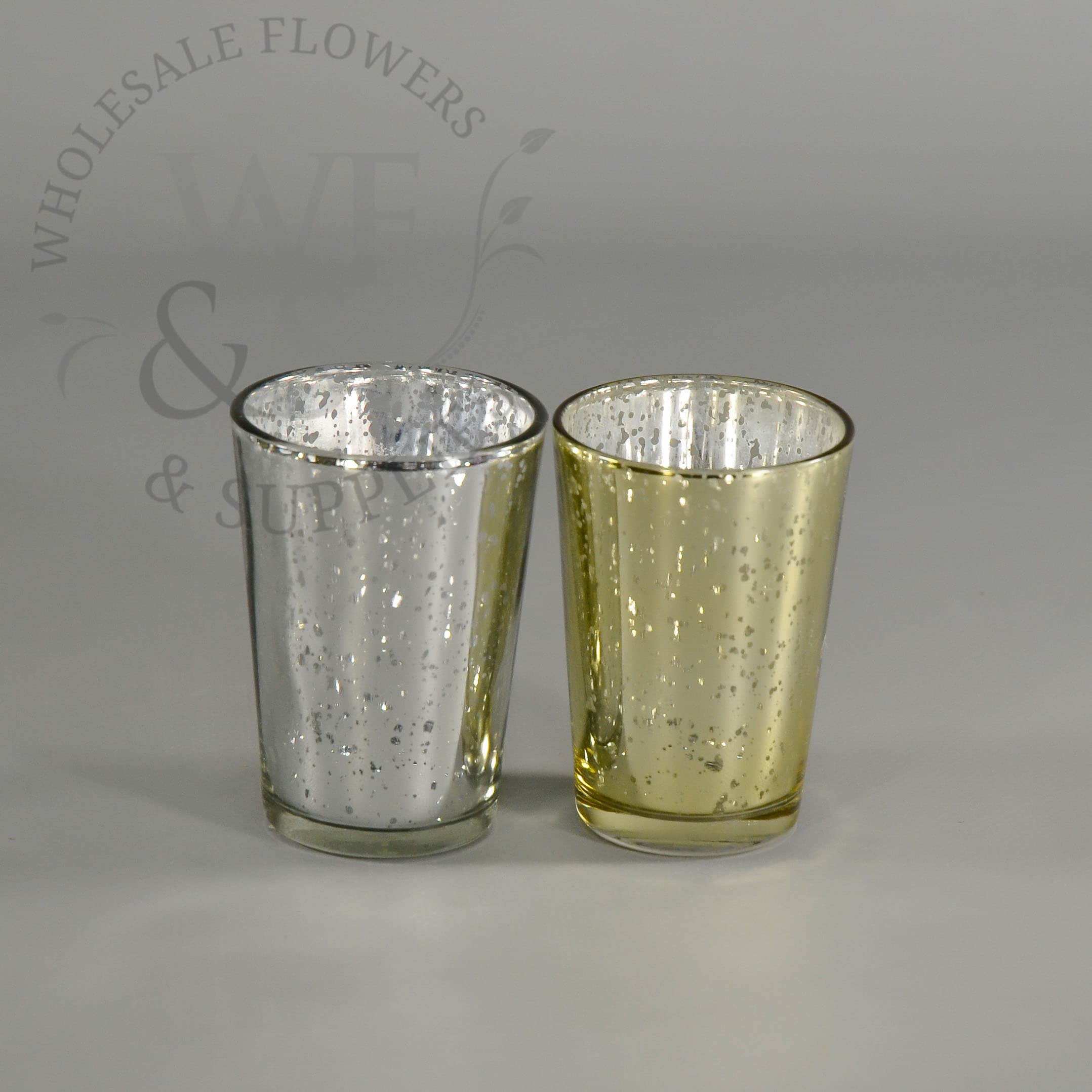 3.2" Tall Mercury Glass Antique Finish Tapered Votive Candle Holder