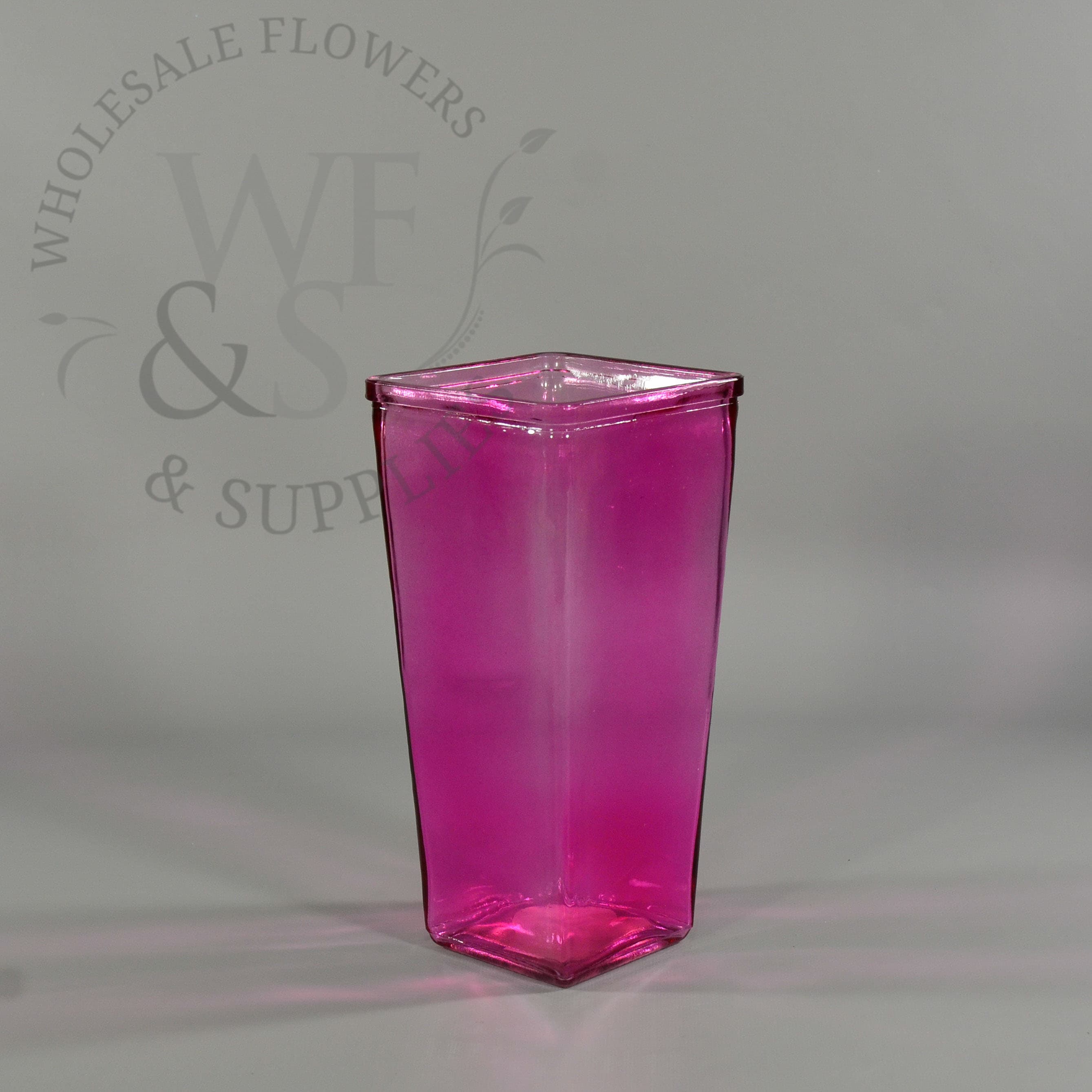 9.1" Tall Glass Tapered Pink Vase DISC