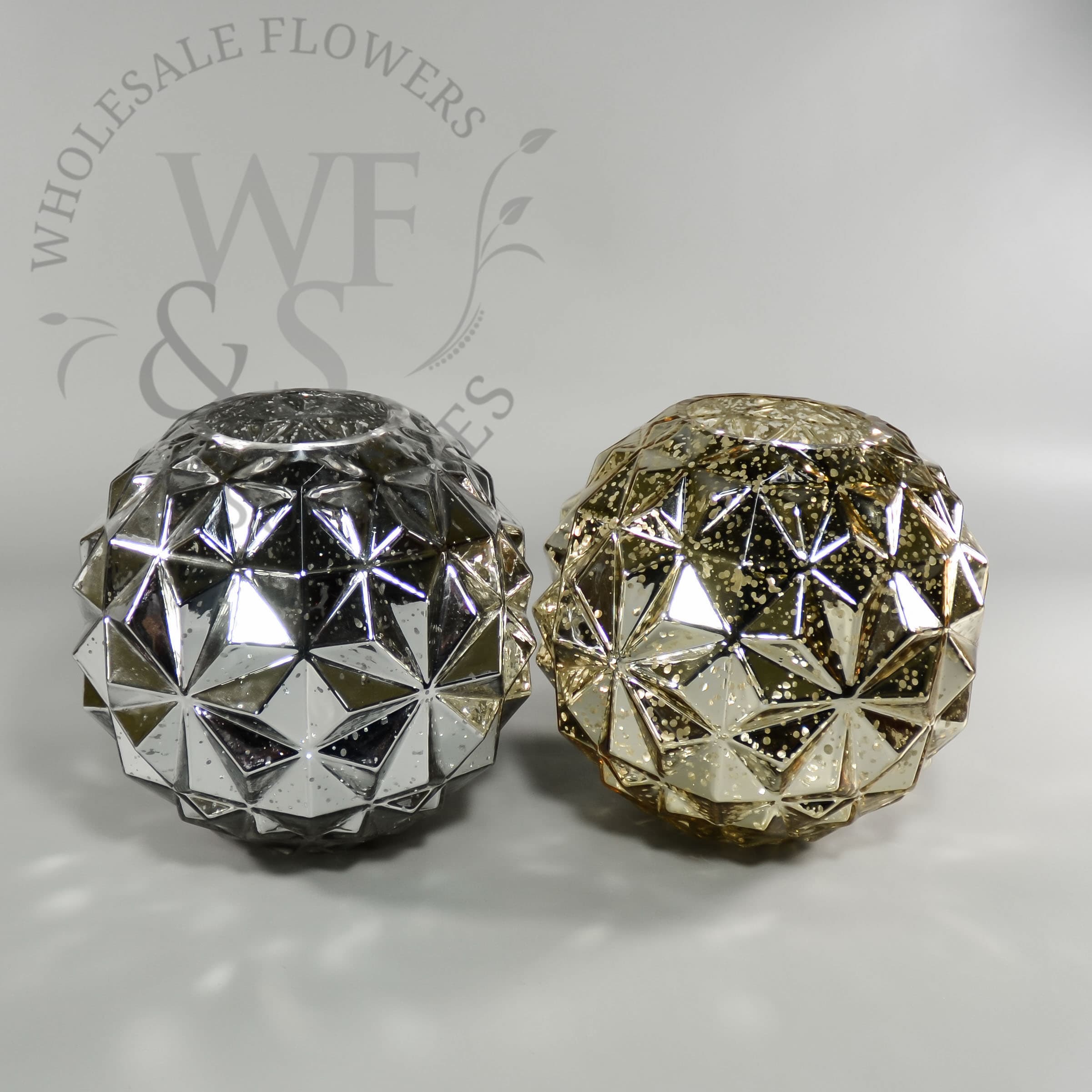  Abstract Mercury Glass Balls in Gold or Silver