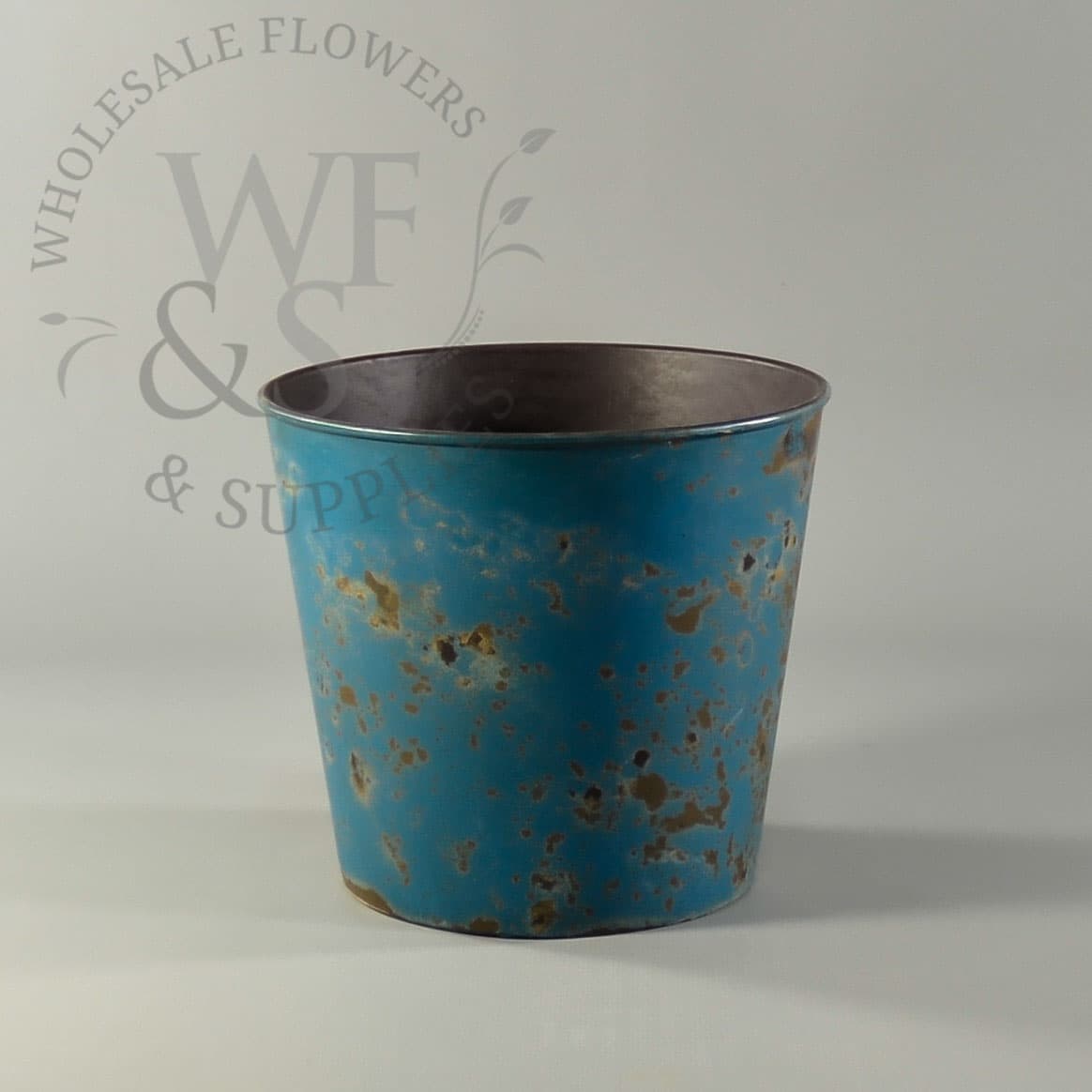 5" Distressed Blue Round Plastic Pot 