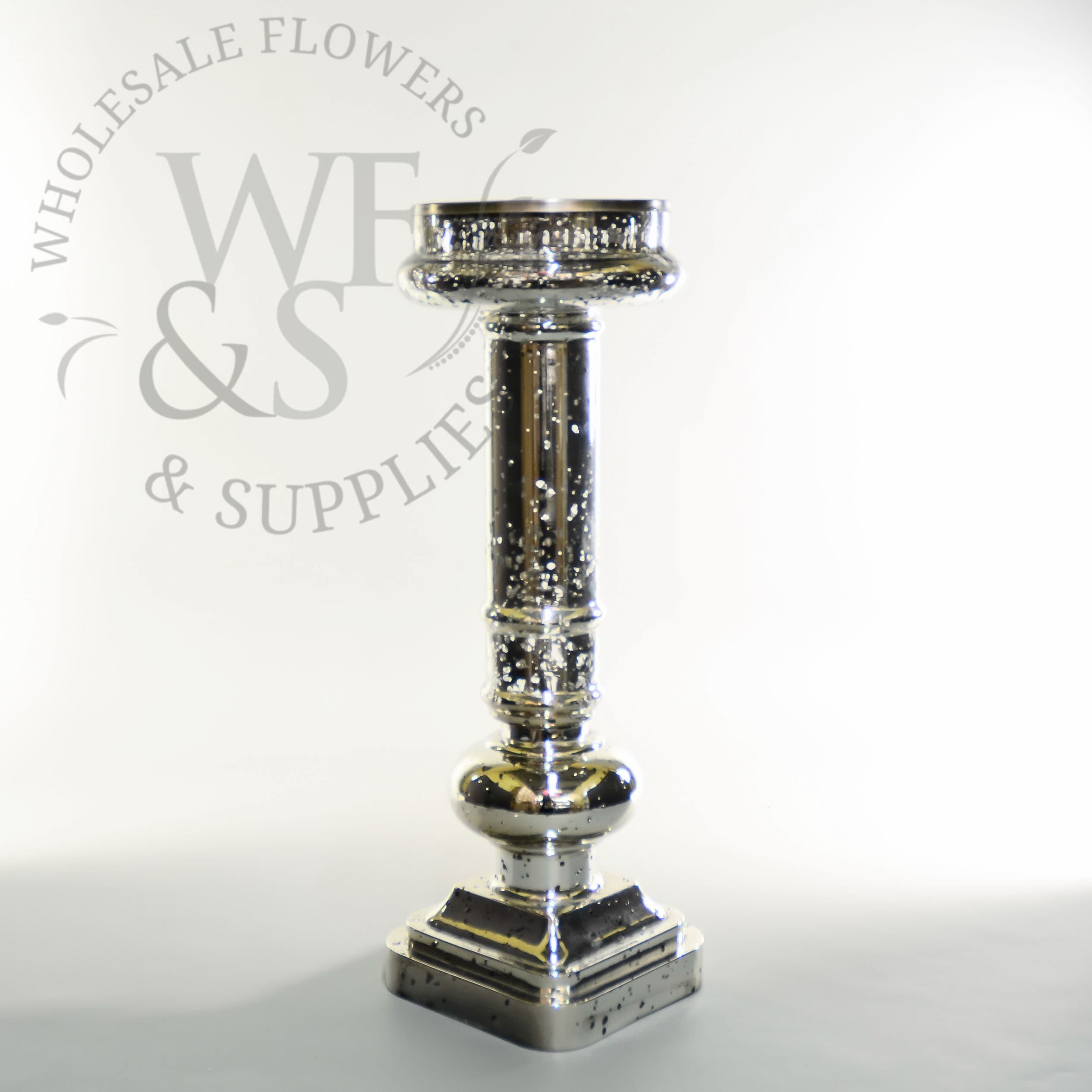 15" Mercury Glass Candle Holder Stand