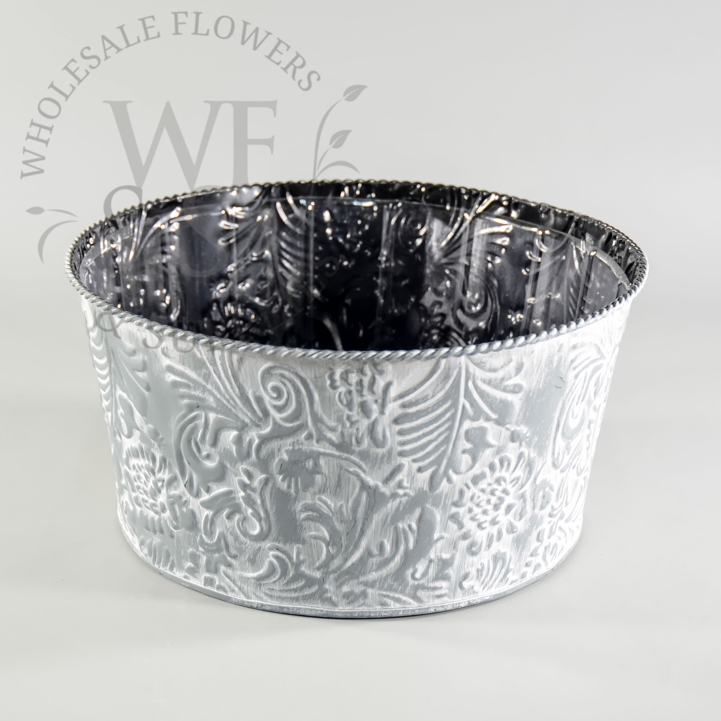 10.25" White Wash Metal Planter