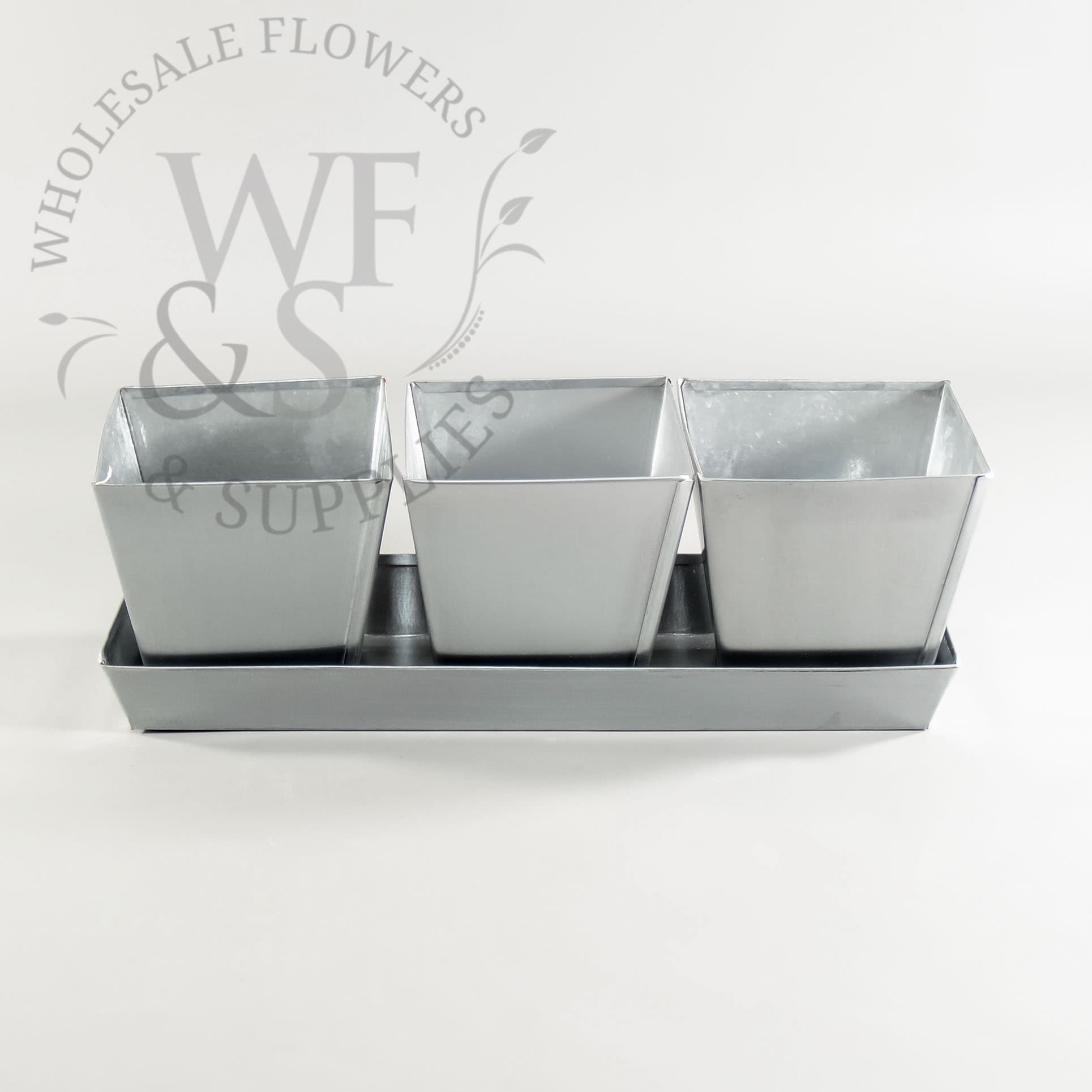 Galvanized Metal Planter Set
