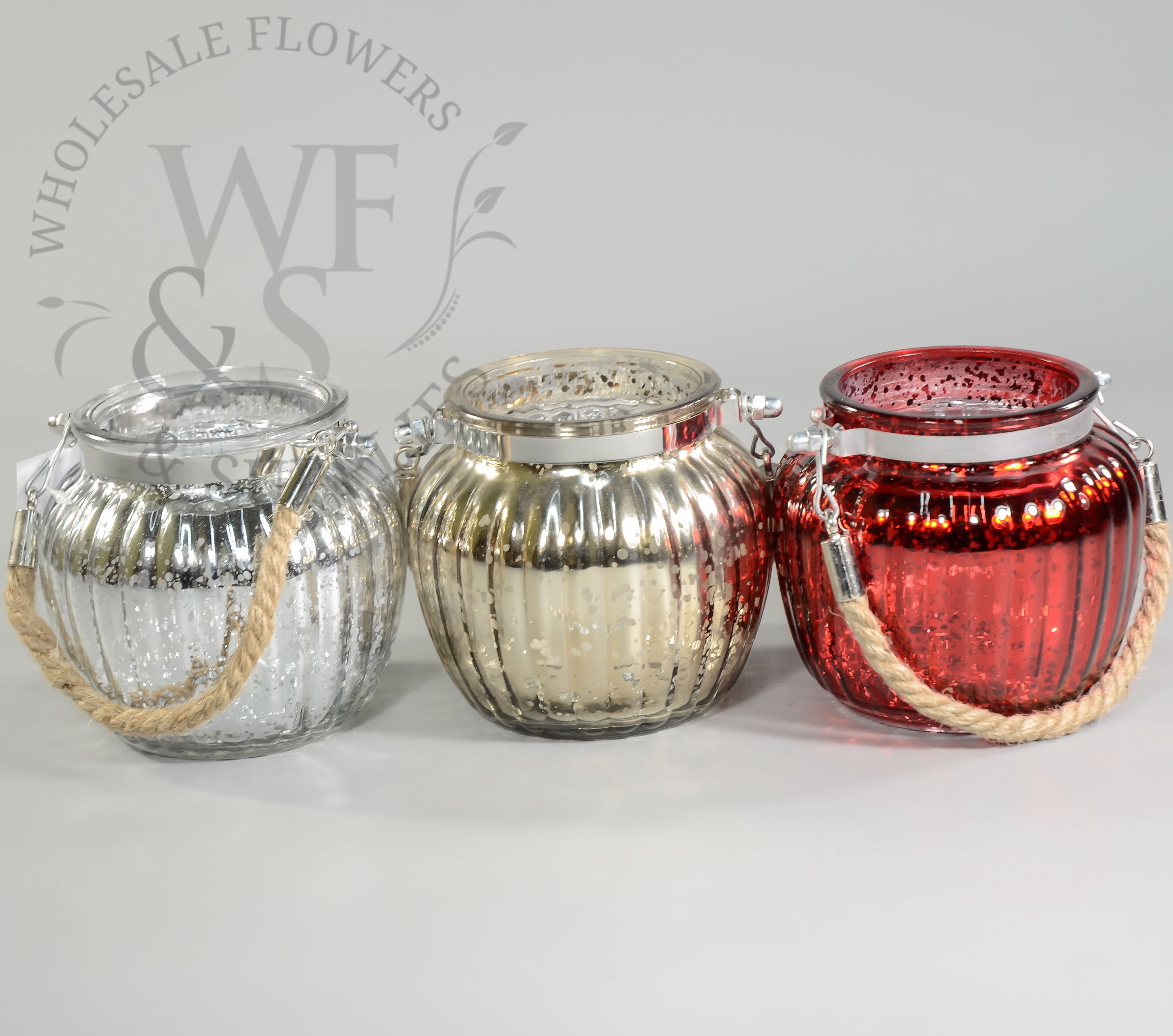 Mercury Vase with Jute Rope in Gold, Silver and Red