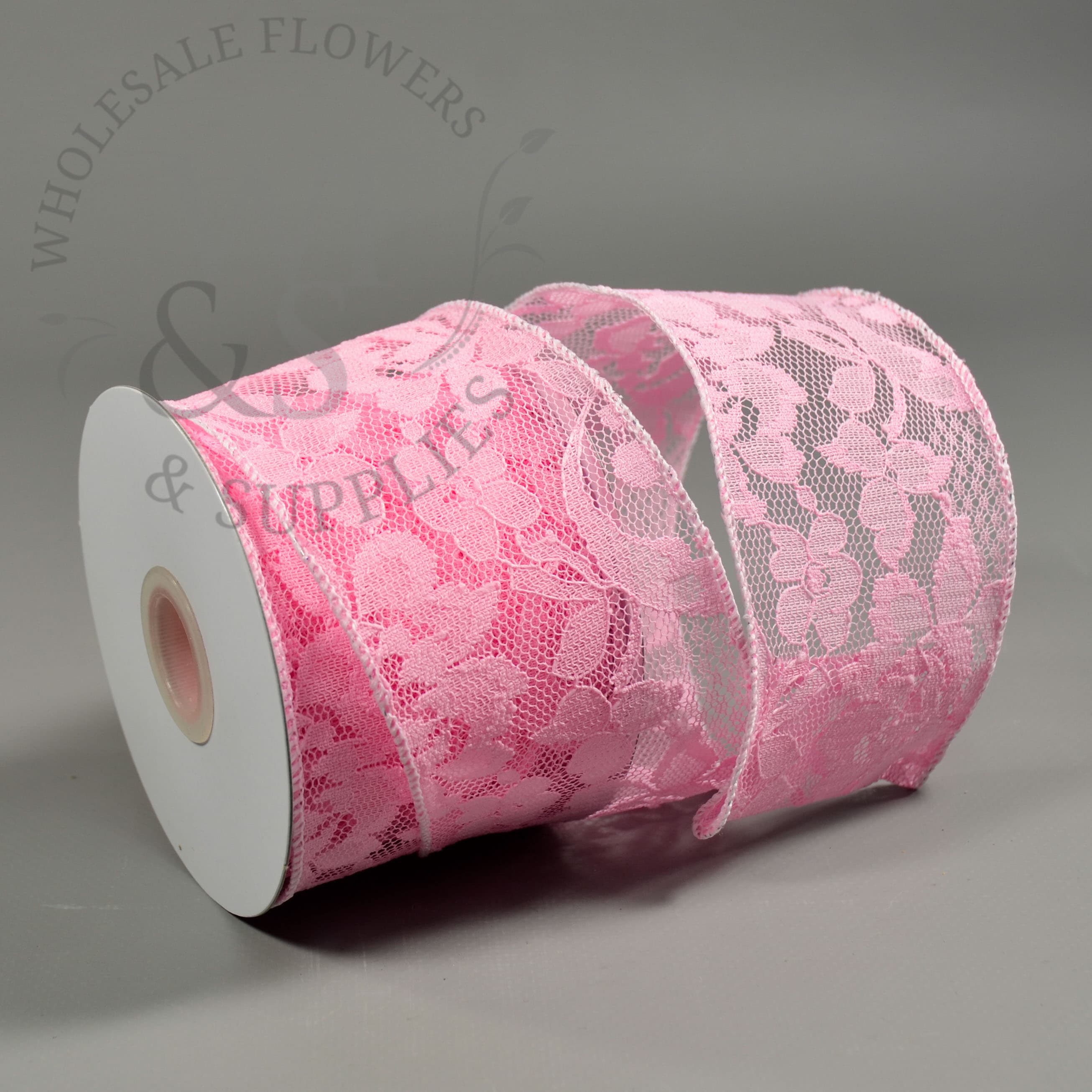 Pink Lace Wired Ribbon