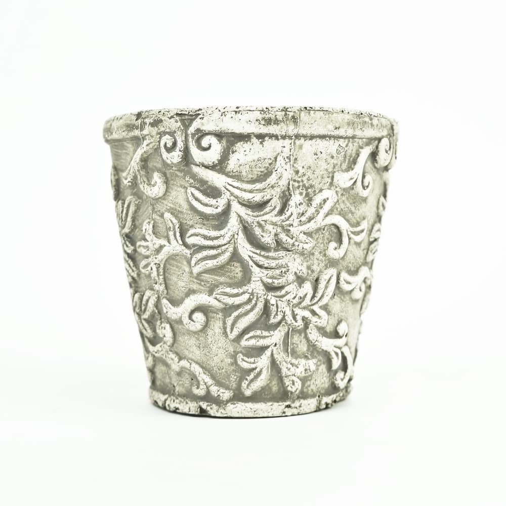 4.2" De Lis Floral Clay Pot Round DISC