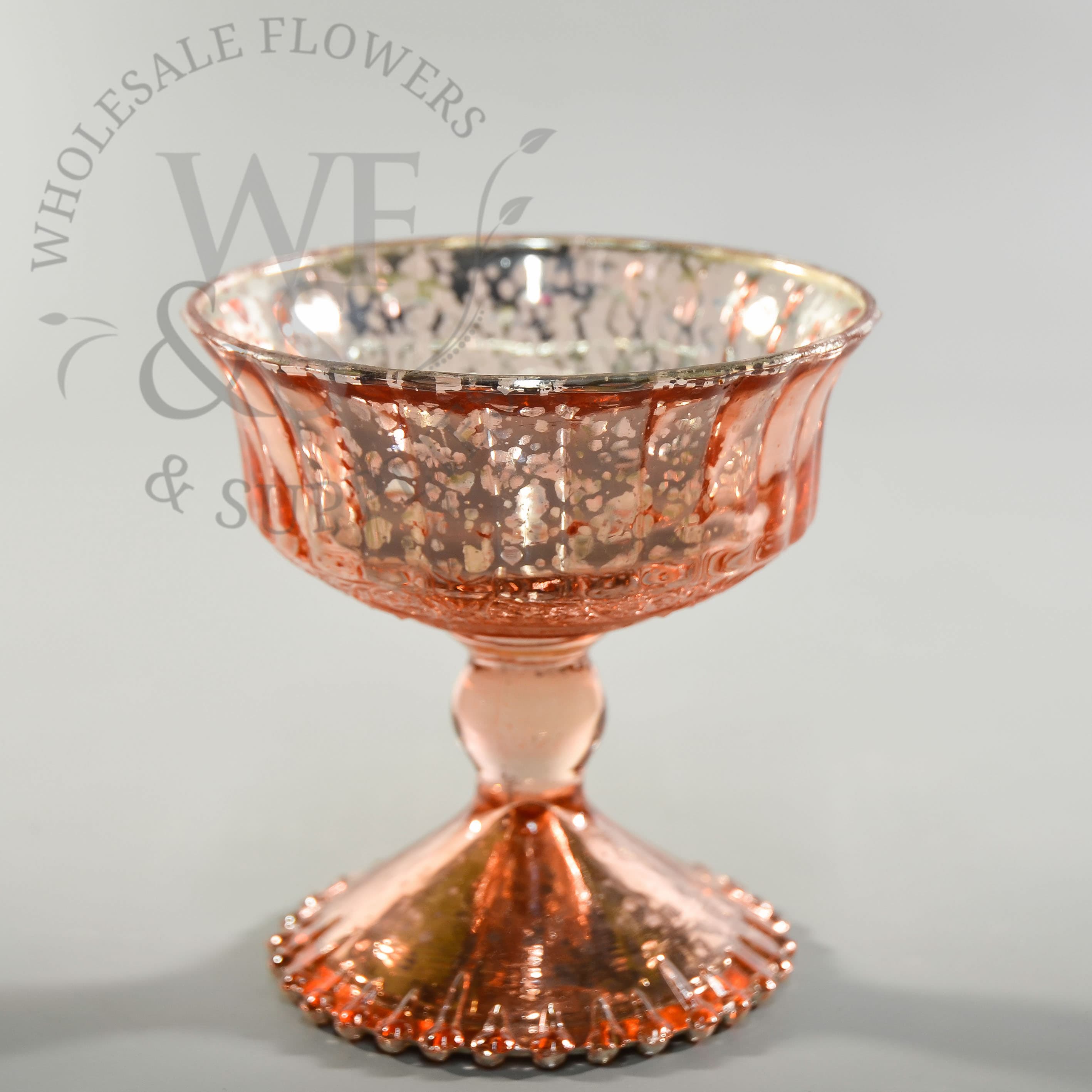 Rose Gold Glass Pedestal Vase  4.8" 