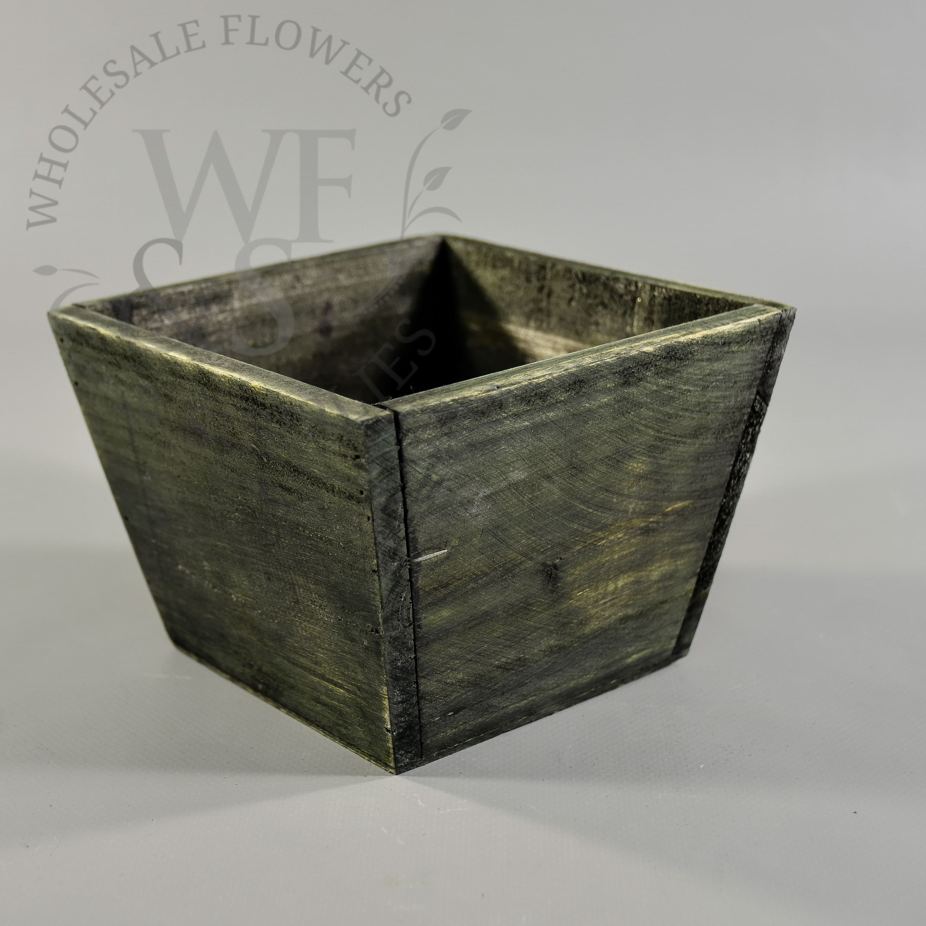 Square Wood Box in Dark Green