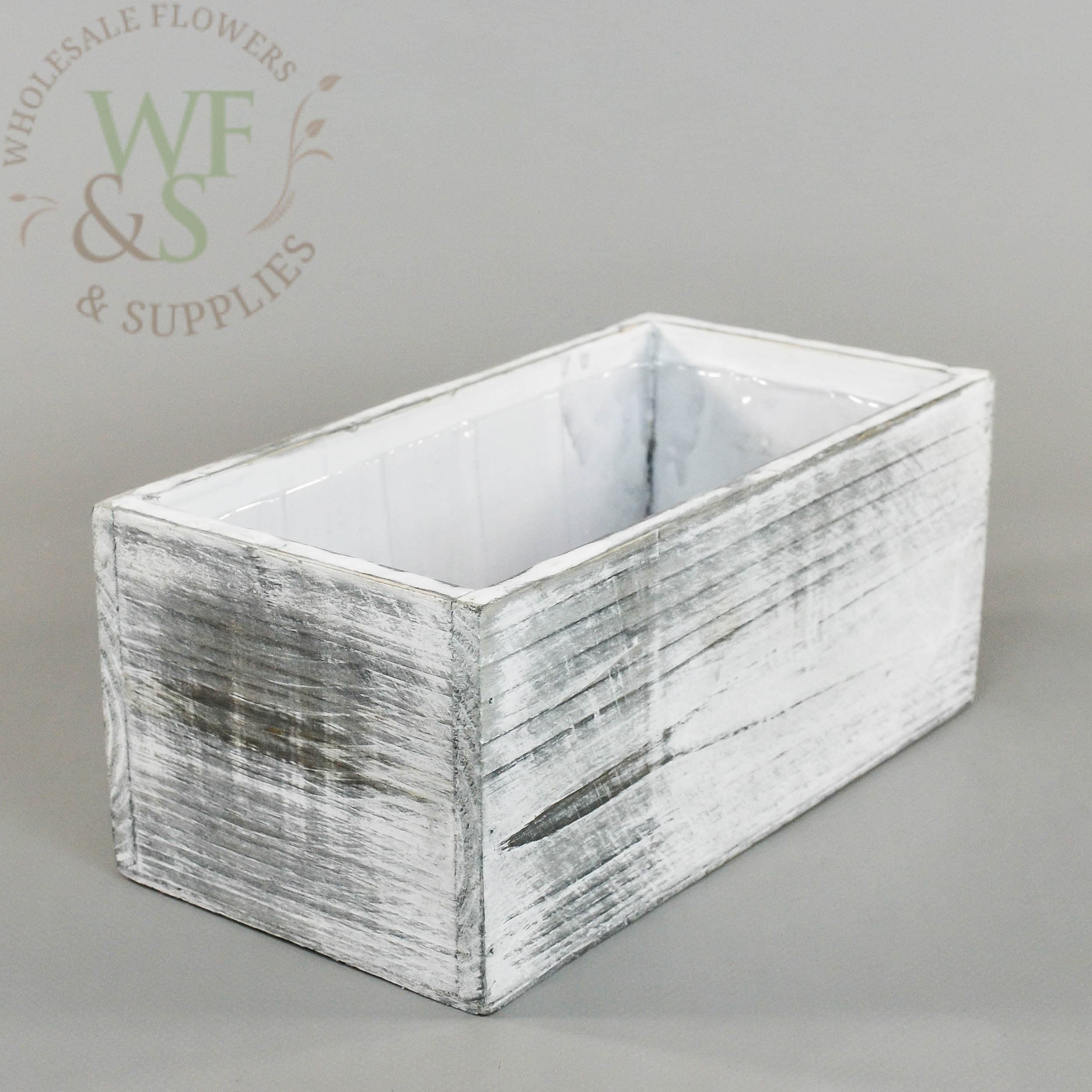 Rectangle Grey Brushed Wood Planter 