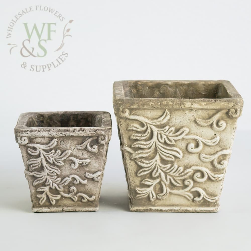 De Lis Floral Clay Pot Square