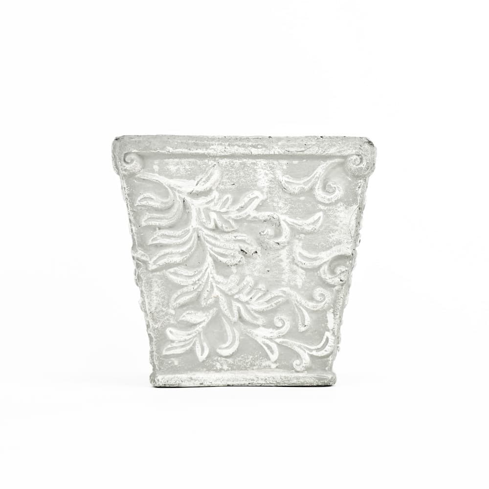 5.5" De Lis Floral Clay Pot Square 