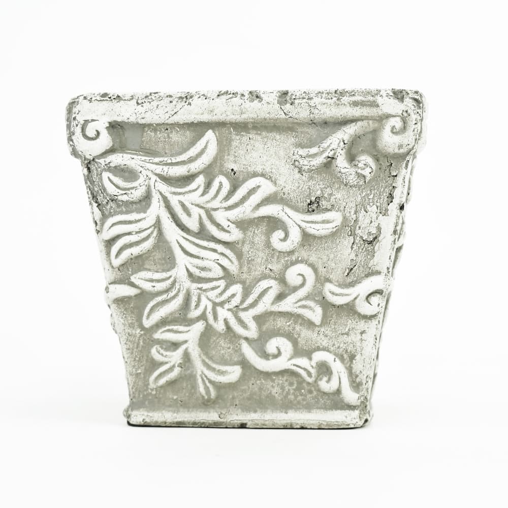 4" De Lis Floral Clay Pot Square DISC by Vendor