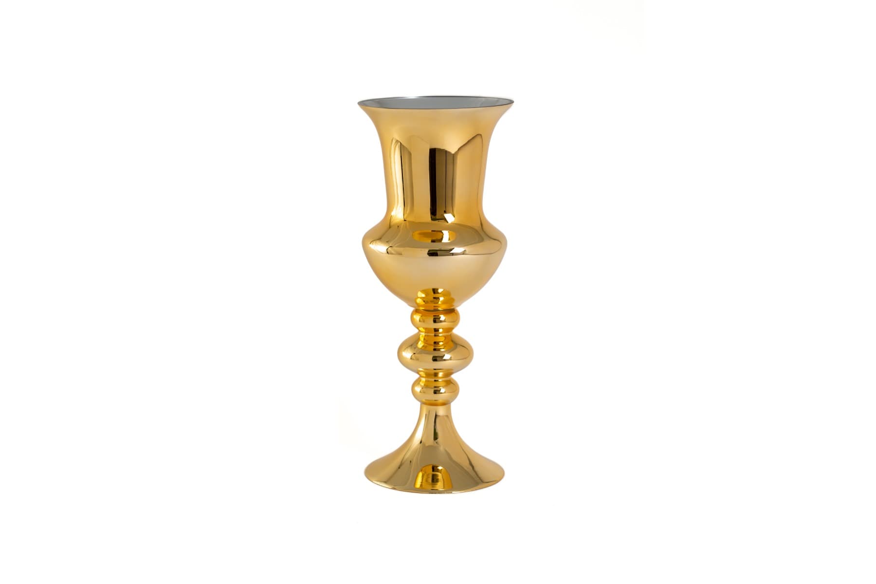 16 1/4" Reflective Gold Glass Pedestal Urn
