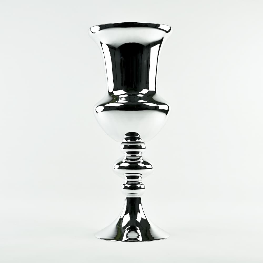 17" Silver Glass  Pedestal Urn