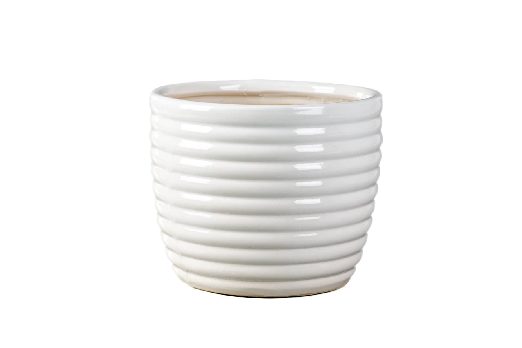 6" Rillen White  Ceramic Pot