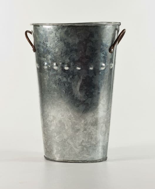 9" Oval Galvanized  Tin French Flower Bucket