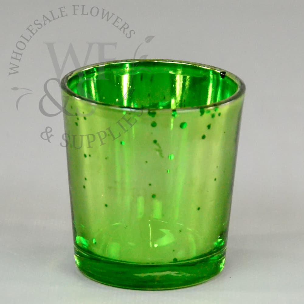 Mercury Glass Antique Finish Tapered Votive Candle Holder Green Pack of 6