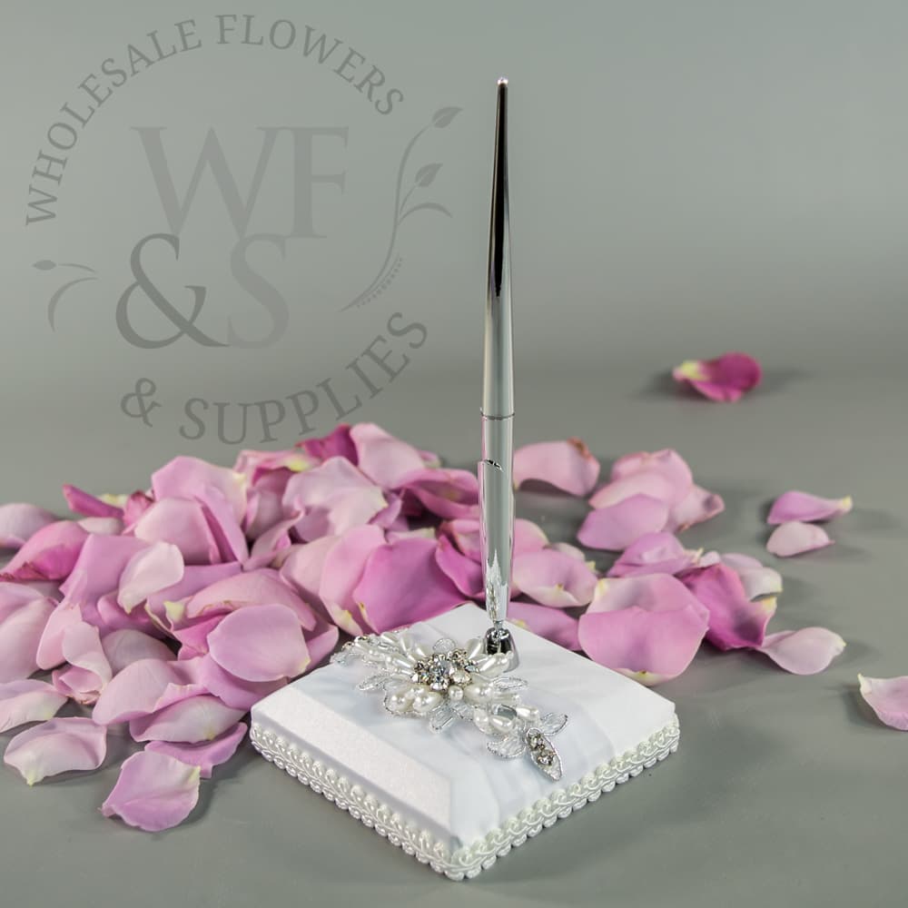 Satin White Wedding  Pen Set 7" Discontinued
