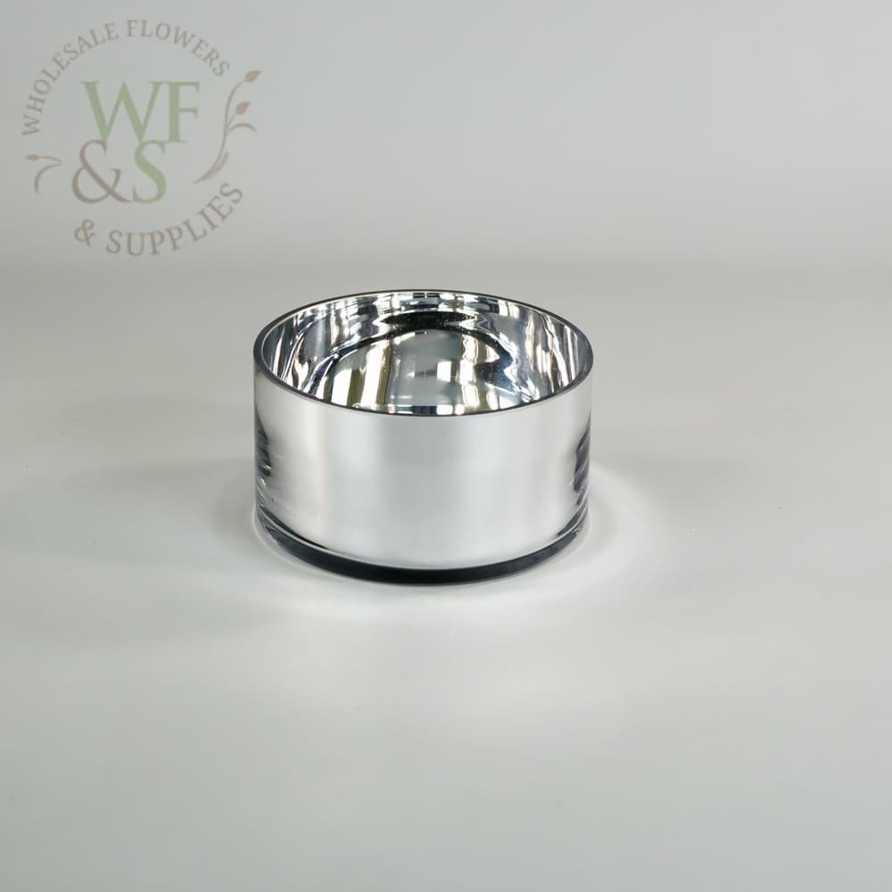 Cylinder Mirrored Glass Dish Garden in Silver DISC