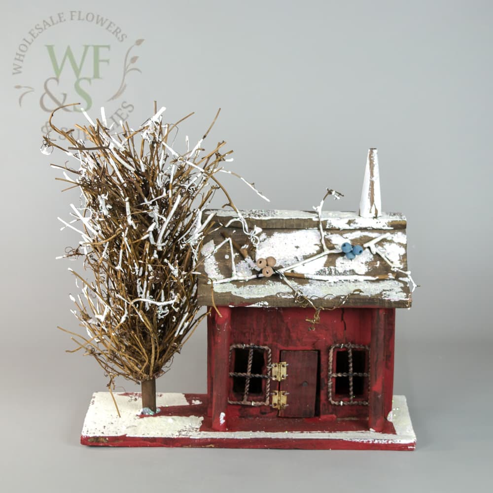 Wood house for winter decoration