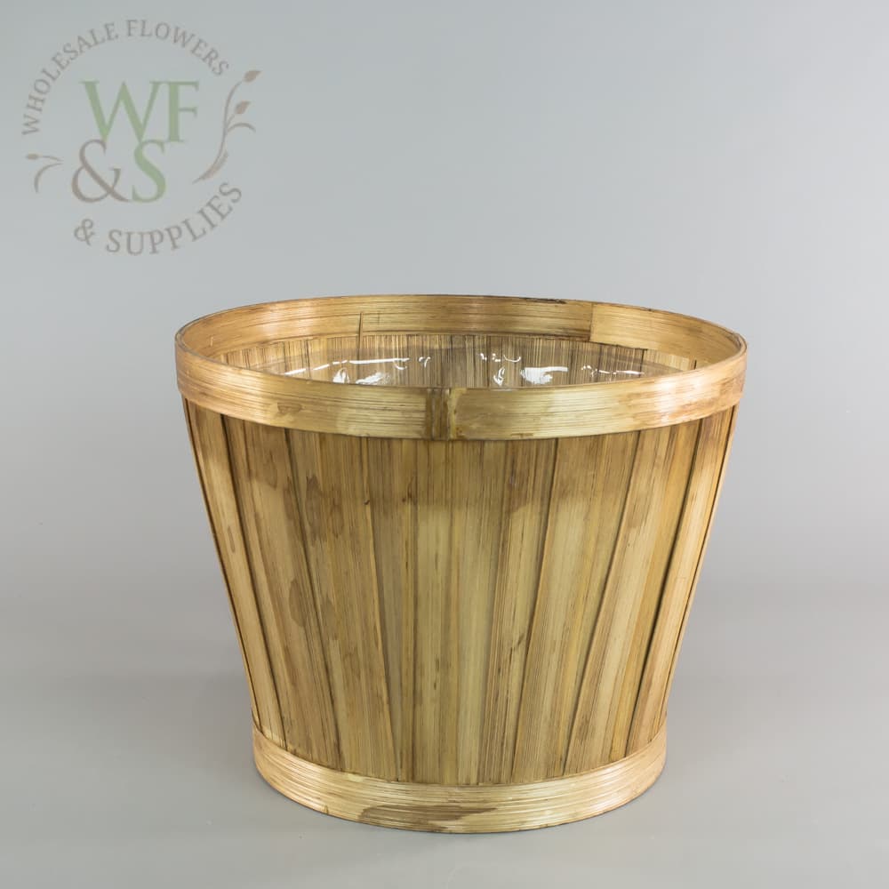 Round Tapered  Bamboo  Basket in Khaki Brown