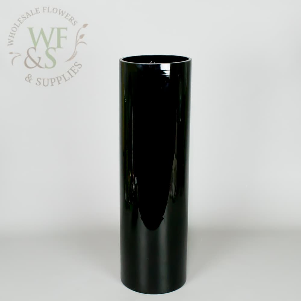 Glass Cylinder Vase in Black  20 inches x 6 inches