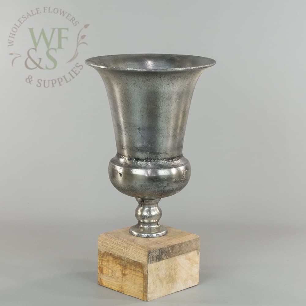Silver Footed Metal Urn Planter