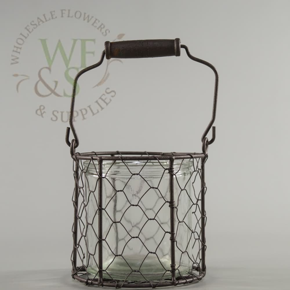 Chicken Wire Candle Holder with Handle 