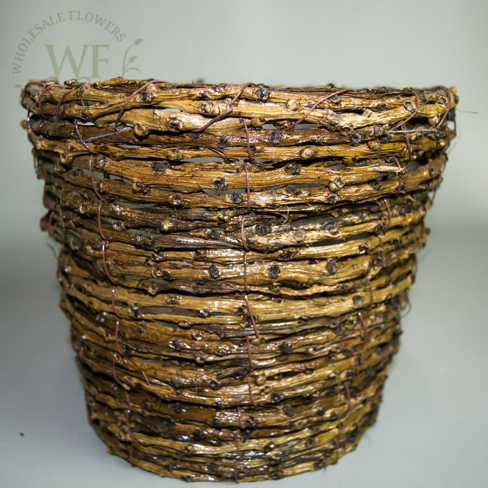 Round  Wired Twig Flower Pot Vase 7" Tall