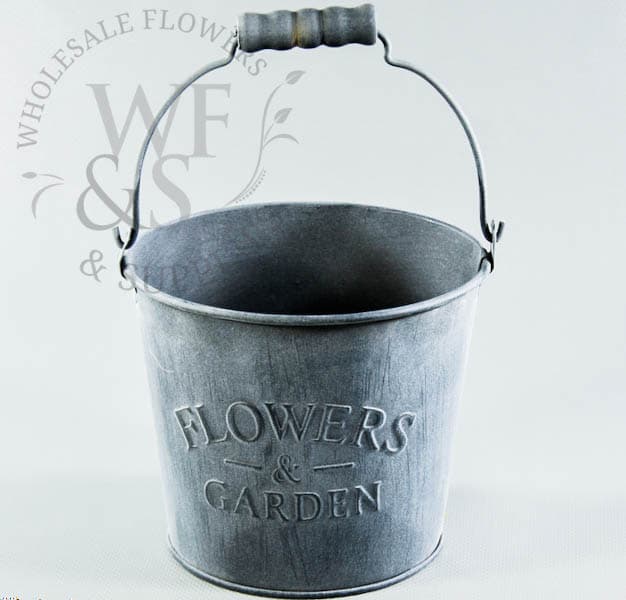 "Flowers & Garden" Brushed Metal Planter